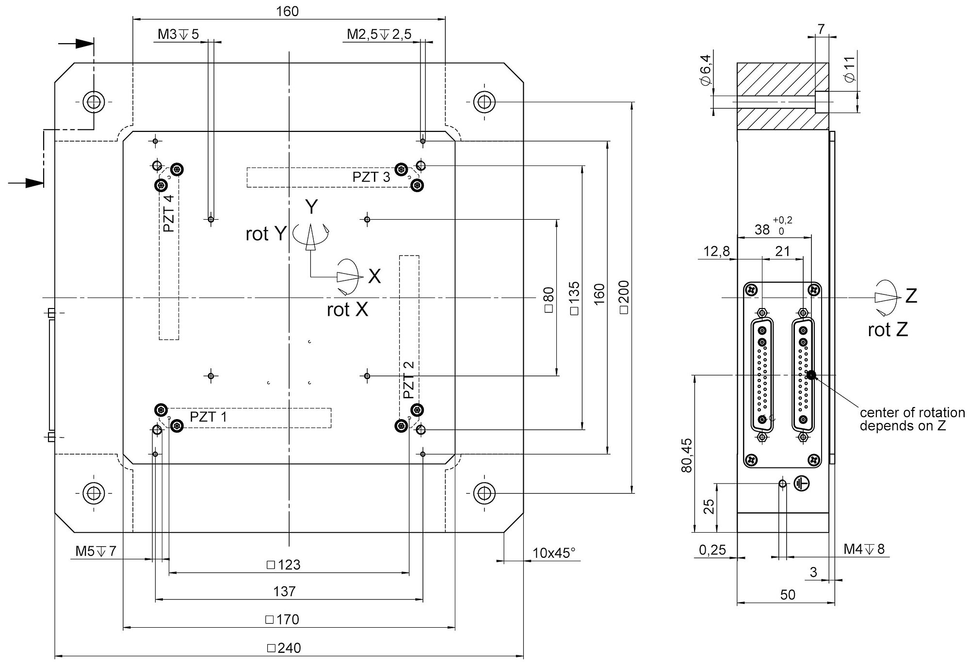 P587 6Axis Precision Piezo Stage